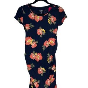 Isabel Maternity Blue Floral Print Short Sleeve T-Shirt Dress - XS - NWT